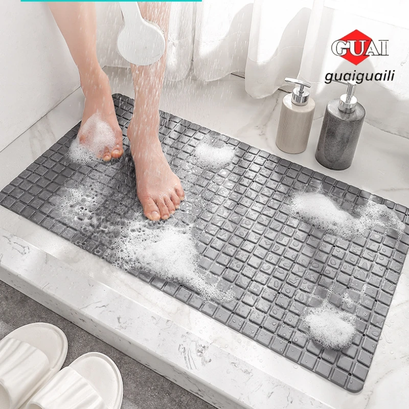 Bathroom PTE anti slip shower mat massage mat with suction cup quick drain bath mat floor cushion with drain hole bath carpet