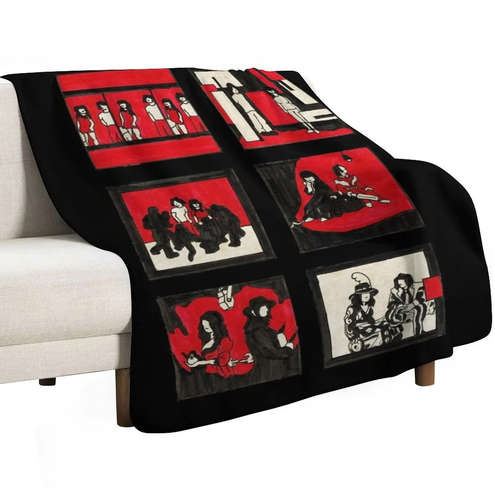 White Stripes Album Art Drawing Throw Blanket Warm Plush Fuzzy Blanket for Living Room