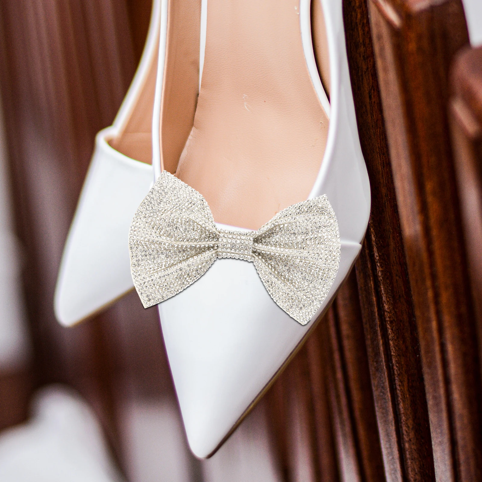 

1 Pair Rhinestone Bow Shoe Women Elegant High Heels Jewelry Wedding Bridal Shoes Accessories Buckles Pumps Sandals Decor Shoe