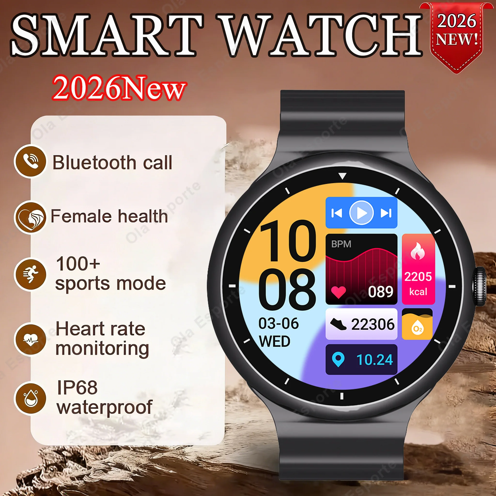 Multifunktionale Smartwatch für Männer und Frauen, IP68 wasserdicht, Multi-Sport-Modi, Herzfrequenz- und Blutsauerstoff-Monitor, Smartwatch Hw12.