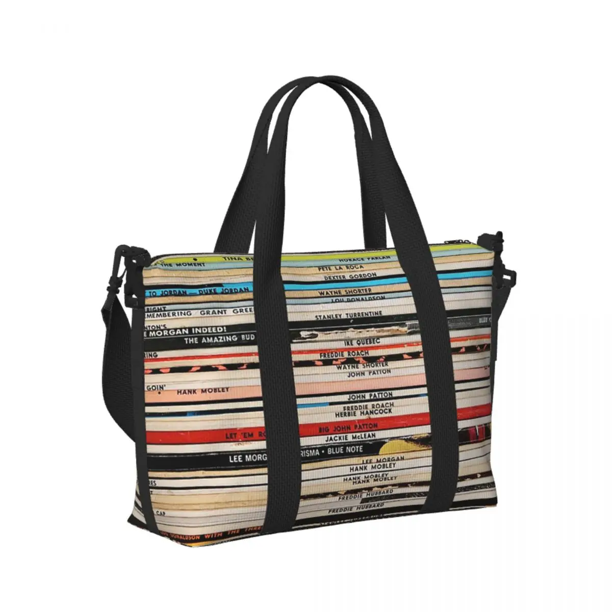 

Custom Blue Note Vinyl Records Beach Travel Bag Large Capacity Tote Bags for Gym Yoga Women Shopping Duffle Shoulder Bag