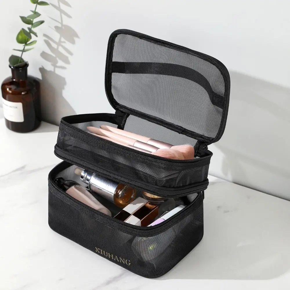 Fashion Handbag Travel Wash Bag Mesh Large Capacity Korean Storage Bag Women Cosmetic Bag Toiletry Bag Zipper Makeup Bag