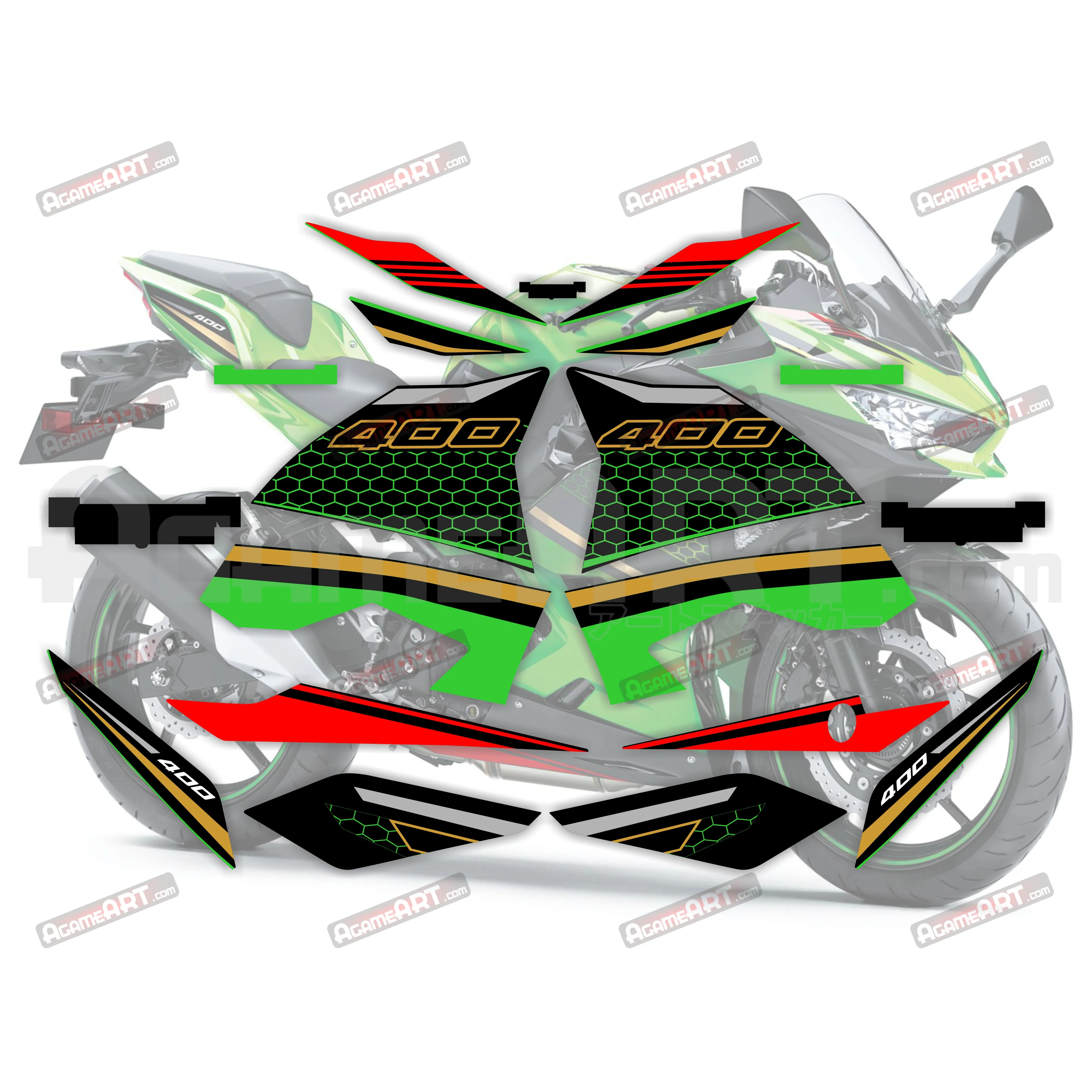 FOR NINJA400 krt 2018-2023 reflective waterproof modified decorative printing kit Motorcycle guard plate accessories stickers