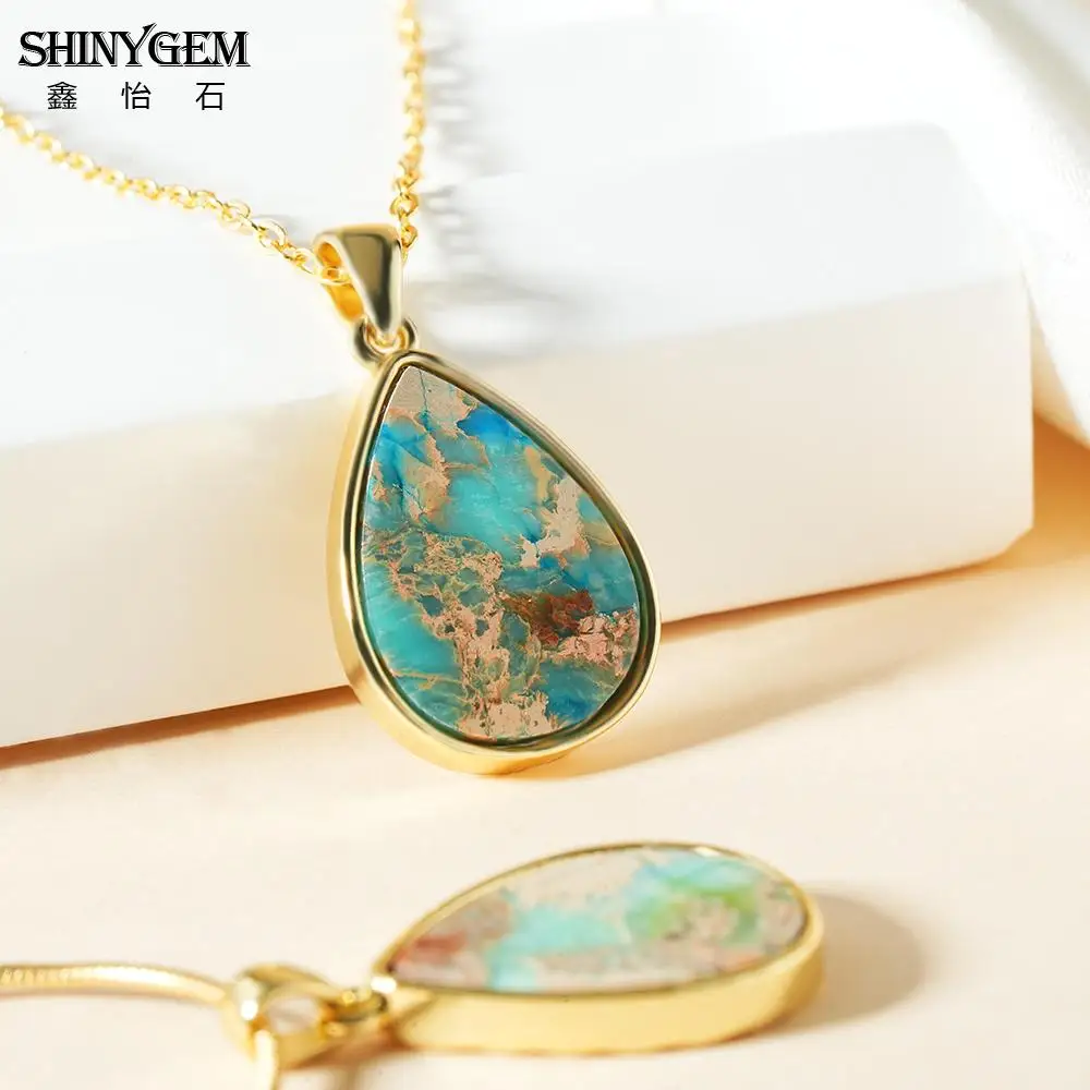 

SHINYGEM Imperial Jasper Stone Pendant Necklace for Woman Jewelry High Quality Luxury Women's Jewelry Valentine Day Gift
