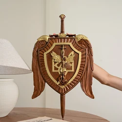 Holy Sword Archangel Michael Shield Wood Carving, Christian Wall Hanging Decoration, Wooden Icon Art, Free Shipping