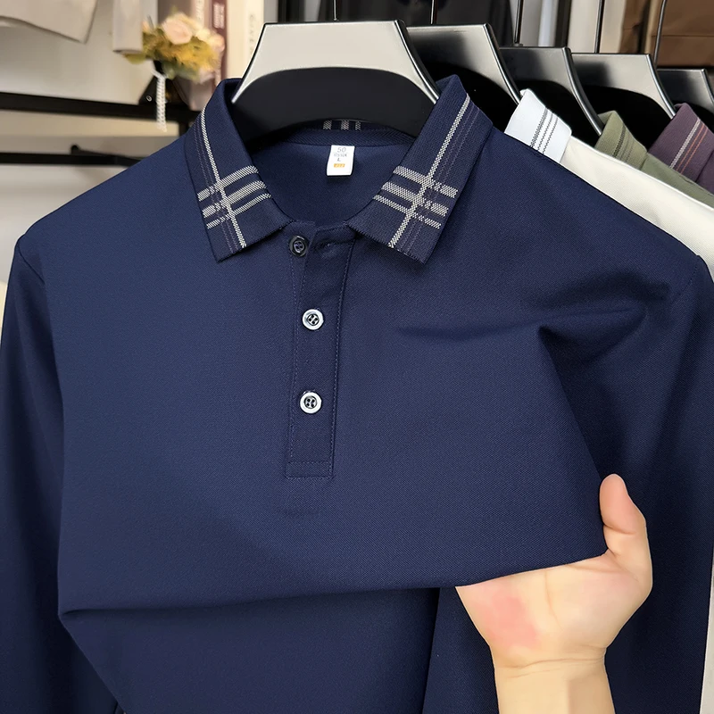 High End Men's Collar Short Sleeved Polo Shirt, Men's 100% Pure Cotton Business Casual Breathable Middle-aged Summer T-shirt