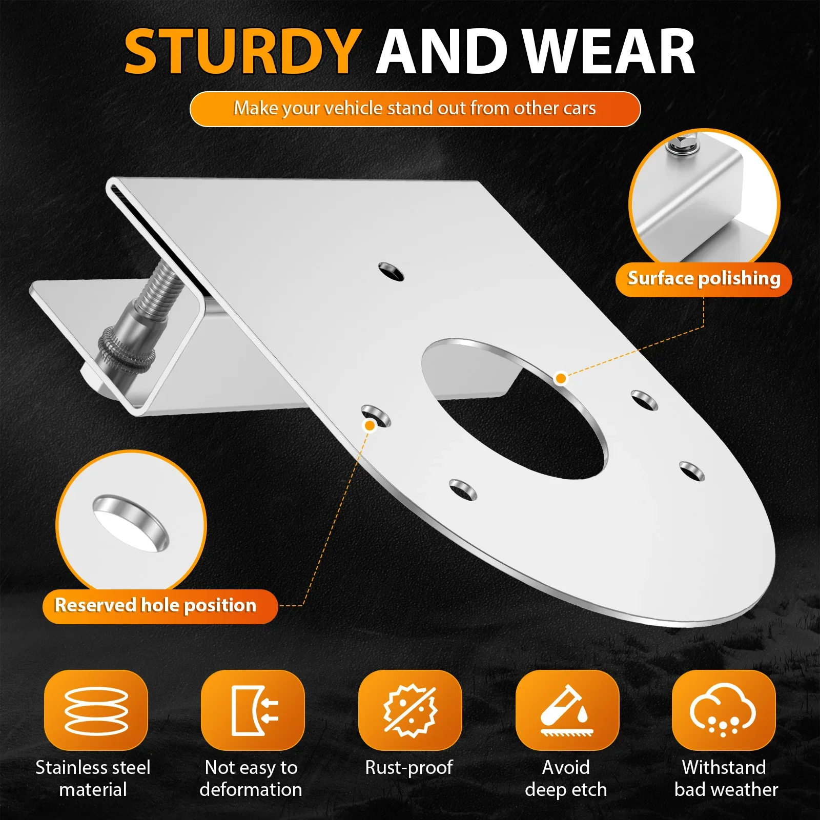 2Pcs Universal Watermelon Light Bracket Stainless Steel Watermelon Light Under Glow Frame Bracket No Drilling Pickup Accessories