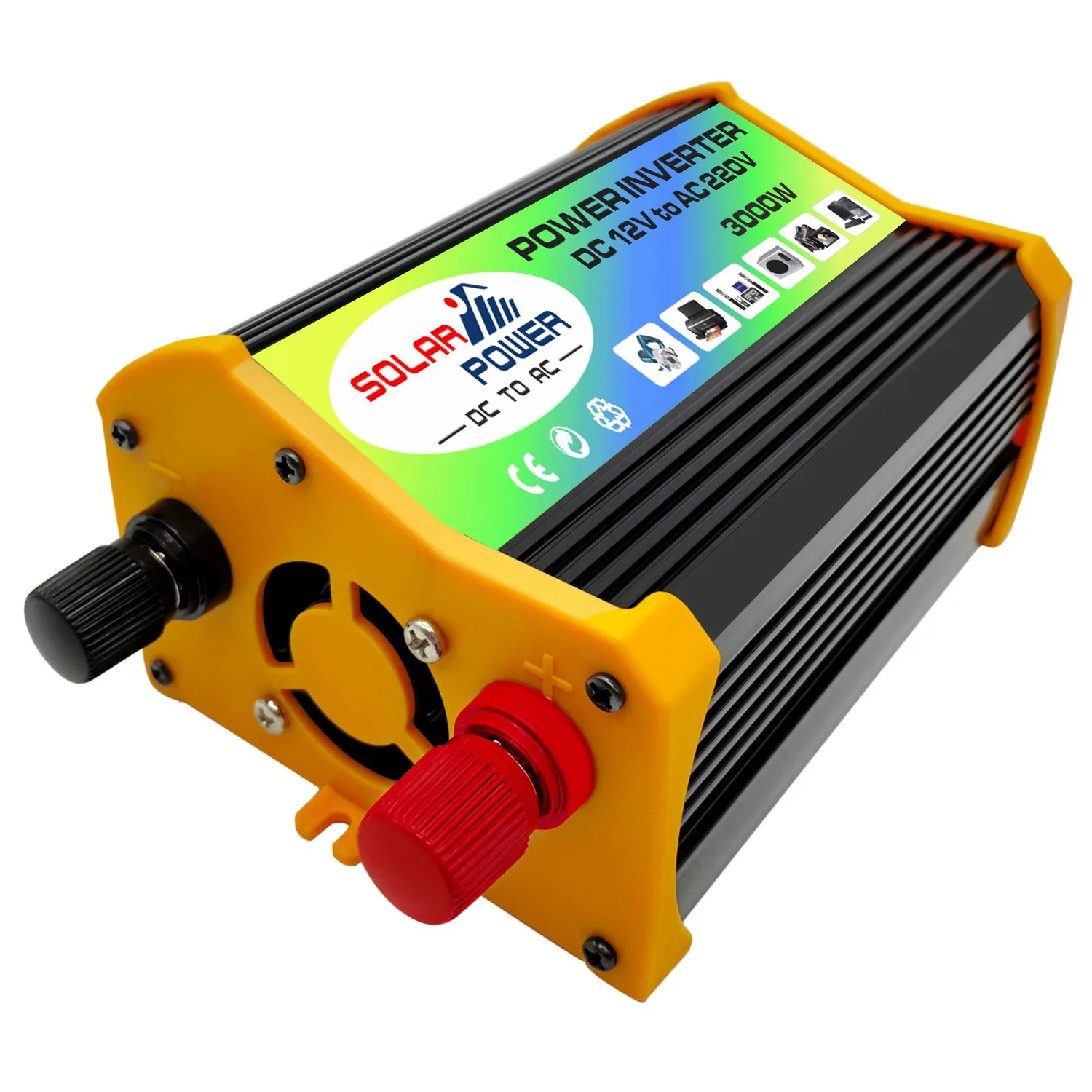 Power Inverter 3000W - Smart Inverter DC12V to AC220V with 2 USB Ports 4.1A