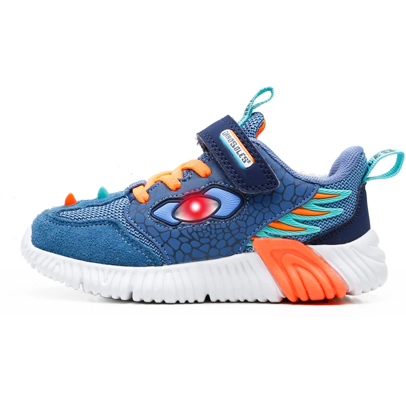 EXDINO Spring Children's Boys LED Shoes Light Up Mesh Breathable Eye Flashing Little kids Outdoor Casual Glowing Sports Sneakers