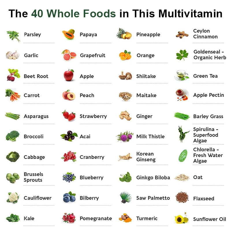 Whole Food Multivitamin Minerals Capsules Zinc & Vitamin D3 & K2 Improve Immunity Healthy