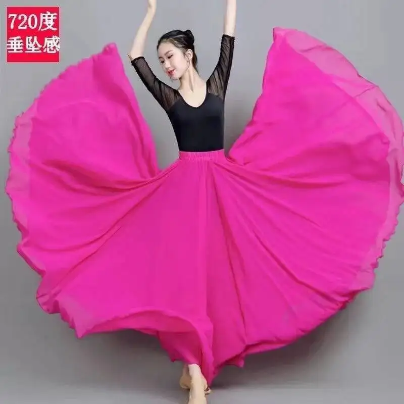 Cos 720 graden grote schommel dubbellaags chiffon vakantie strand rok dansjurk klassieke dansvoorstelling jurk Xinjiang