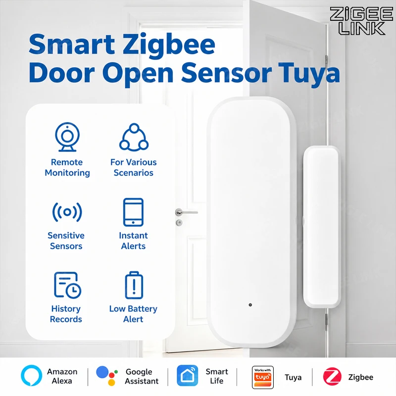 ZigBee Door Window Sensor Wireless Magnetic Alarm Detector Home Security Anti-Theft App Notification Alert Need Zigbee Gateway