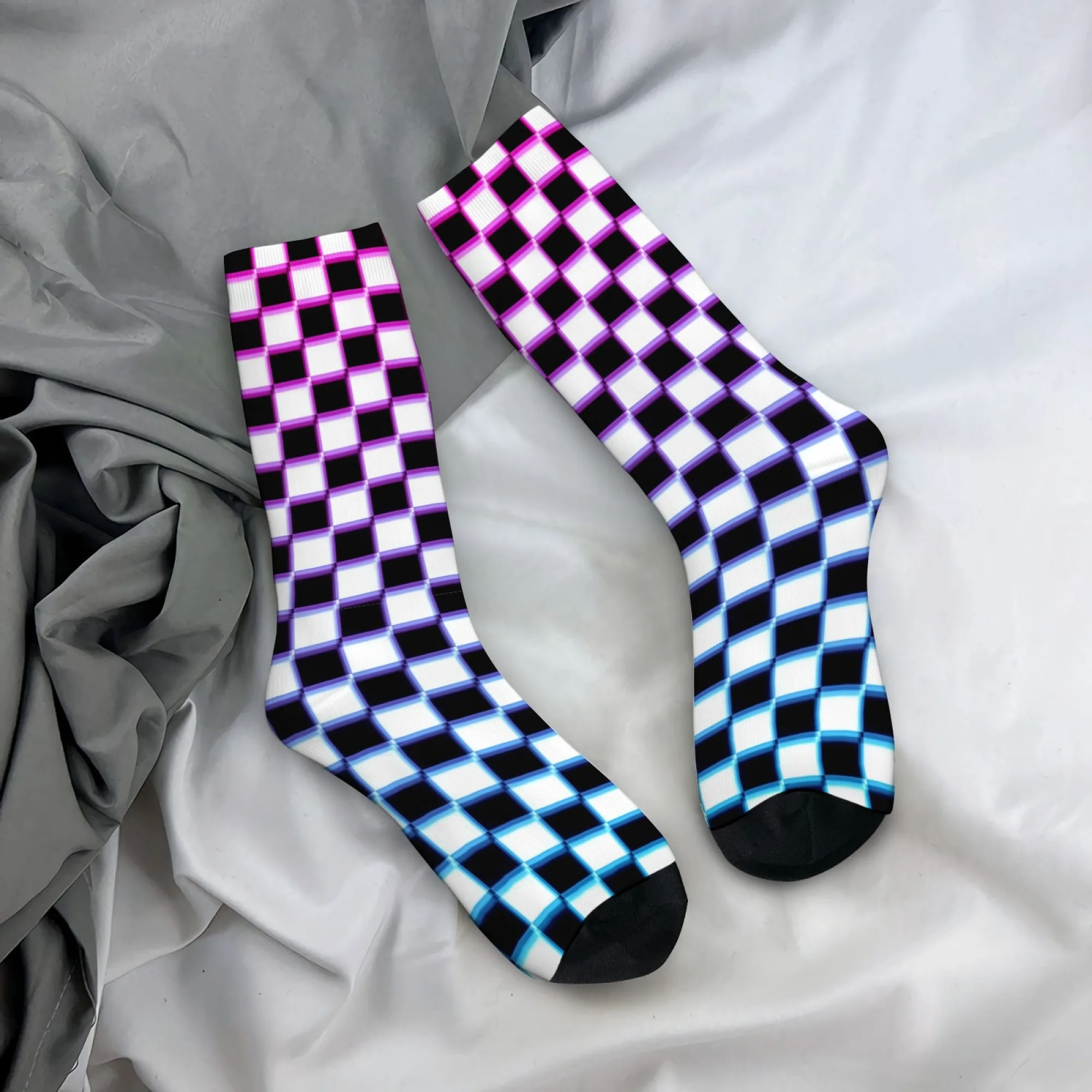 Checkered Socks Smooth Reinforced Toe No-pilling Men's Socks Commuting City Walks Music Festivals Retro Fashion Edgy Novel Socks