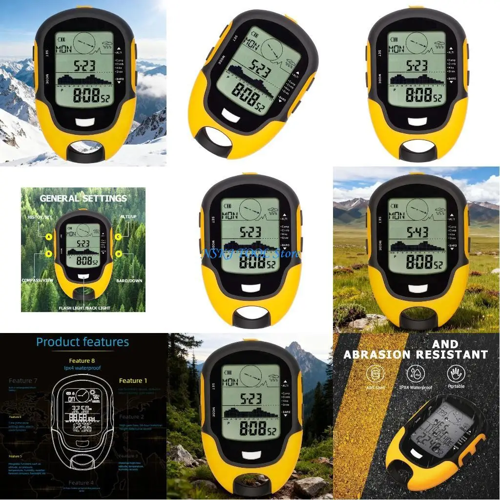 

L8RC Outdoor Altimeter with Digital Direction Hard ABS Construction for Camping Use