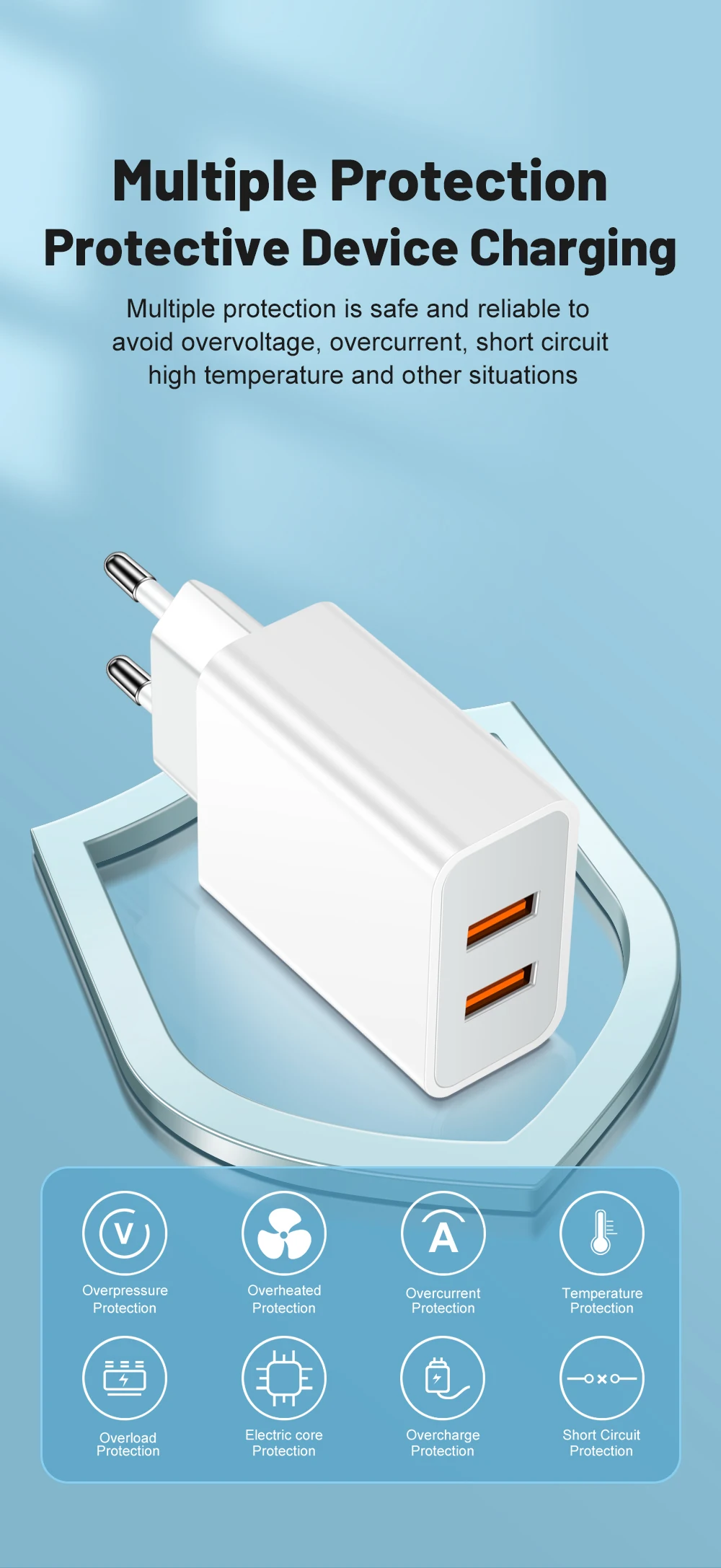 2 Ports Dual USB Charger Fast Charging Mobile Phone Charger Adapter QC3.0 For Samsung Xiaomi Huawei EU/US/UK Plug Wall Adapter
