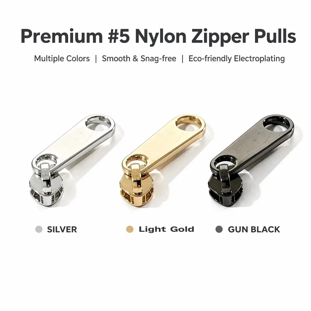 5/30pcs 5# Zipper Slider for Nylon Zips Jacket Bag Purse Pockets Zippers Heads Puller Repair Kit DIY Garment Sewing Accessories