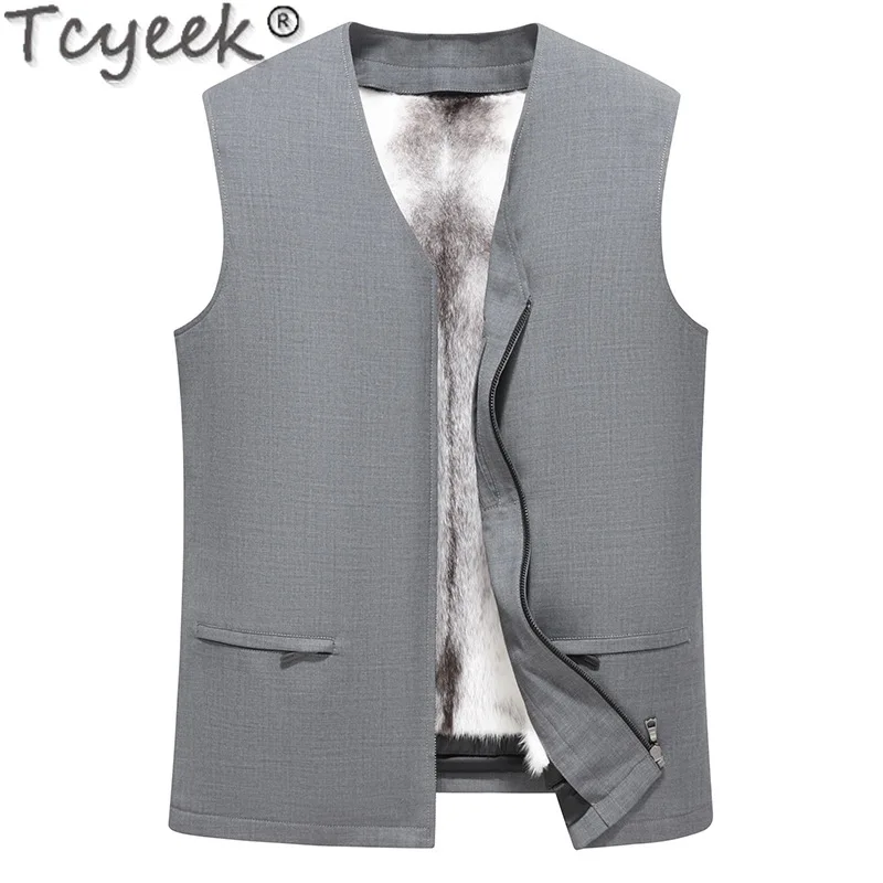 Tcyeek Natural Whole Mink Fur Vest 2024 Winter Clothes Women's Sleeveless Jacket Warm Real Fur Vests for Women Fourrure Femme