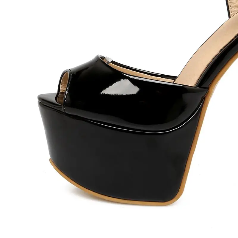 REAVE CAT Fashion Women Sandals Peep Toe Ultrahigh Heels 16cm Platform 5.5cm Buckle Strap Plus Size 46 47 48 Party Dating Shoes view 3