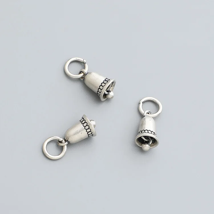 1pc 925 Sterling Silver Vintage Jingle Bell Jewelry Pendants 9.5x6mm Christmas Necklace Bracelets Silver Charms DIY Jewelry Gift