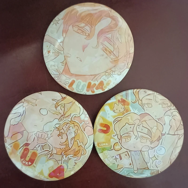 3Pcs/Set Anime Alien Stage Luka Cosplay Double Flash Badge Emblem Cartoon58mm Brooch Collection Gift