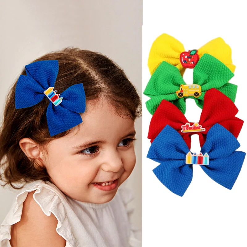 

Oaoleer 4Pcs/Set Back To School Hair Accessories Solid Corn Kernel Bow Hair Clip Baby Girls Hairpin Kids Headwear Barrettes Gift