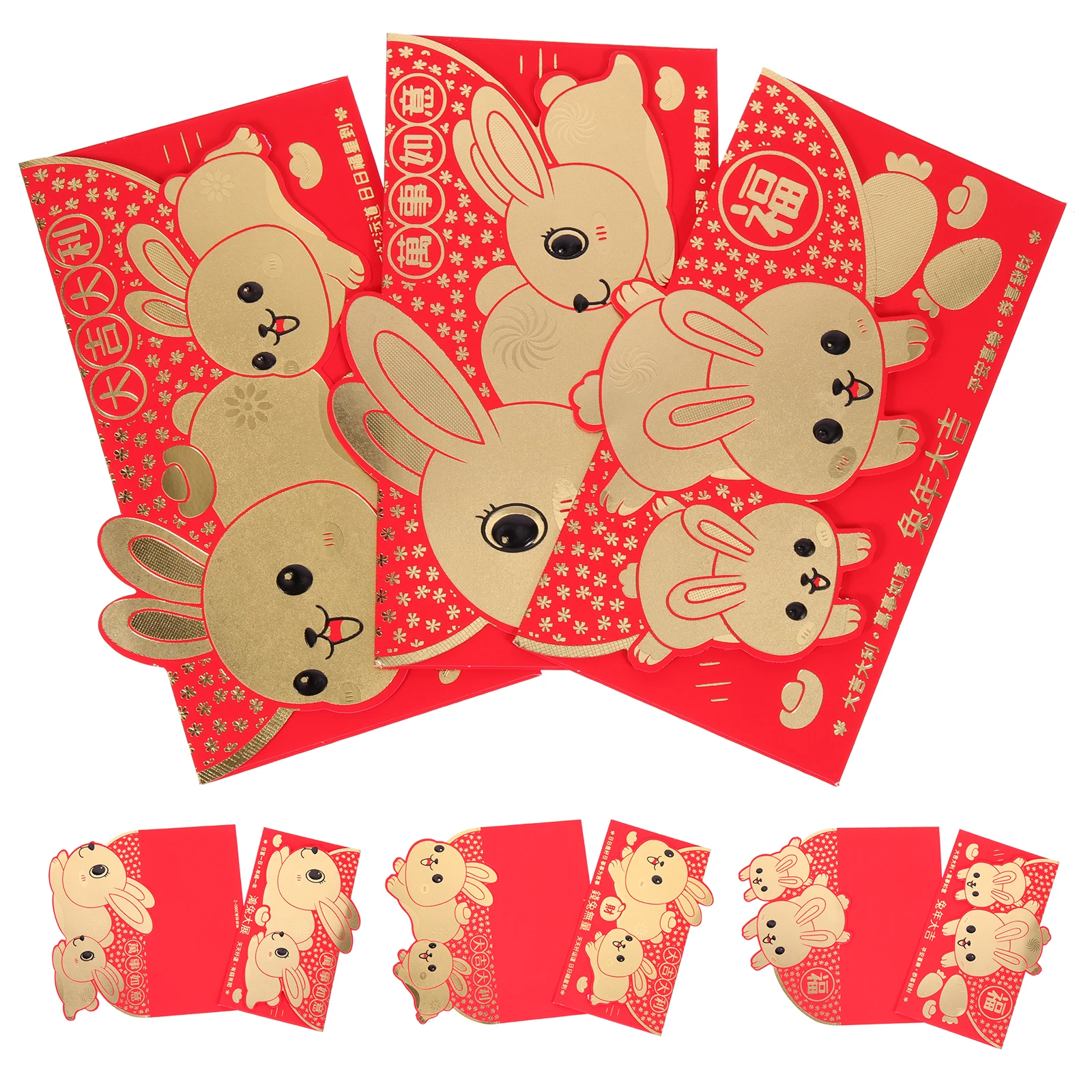 

12 Pcs Three-dimensional Red Envelope Money Bag Pocket New Year Paper Lucky Bunny Envelopes Packet