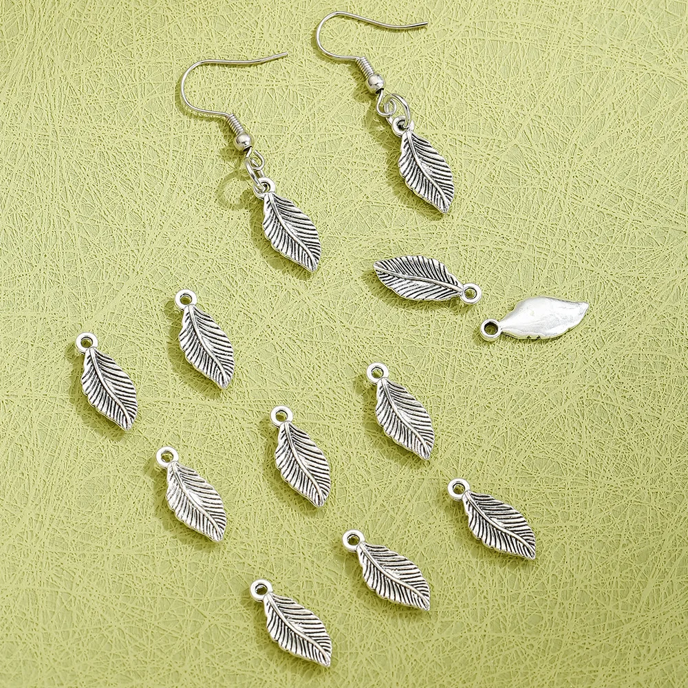 Collezione di accessori per gioielli in lega di foglie di gioielli, ciondolo in argento, puro accessorio per foglie artigianali