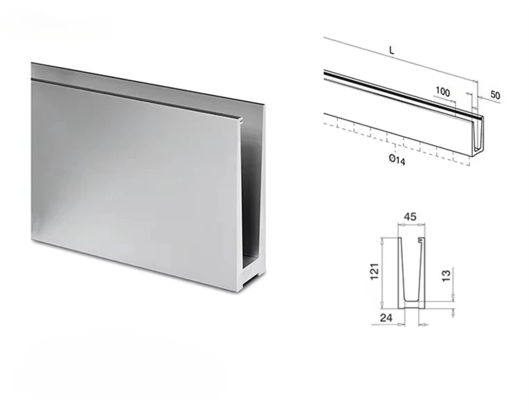 Top For Sale Frameless Glass Balustrade U Aluminum Channel Clip Handrail Difference/Balcony Glass Balustrade Handrail