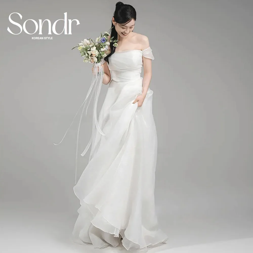 Sondr Off Shoulder Korea Wedding Dresses Strapless Organza A Line Bridal Gown Elegant Long Women Photo Shoot Customized 2025