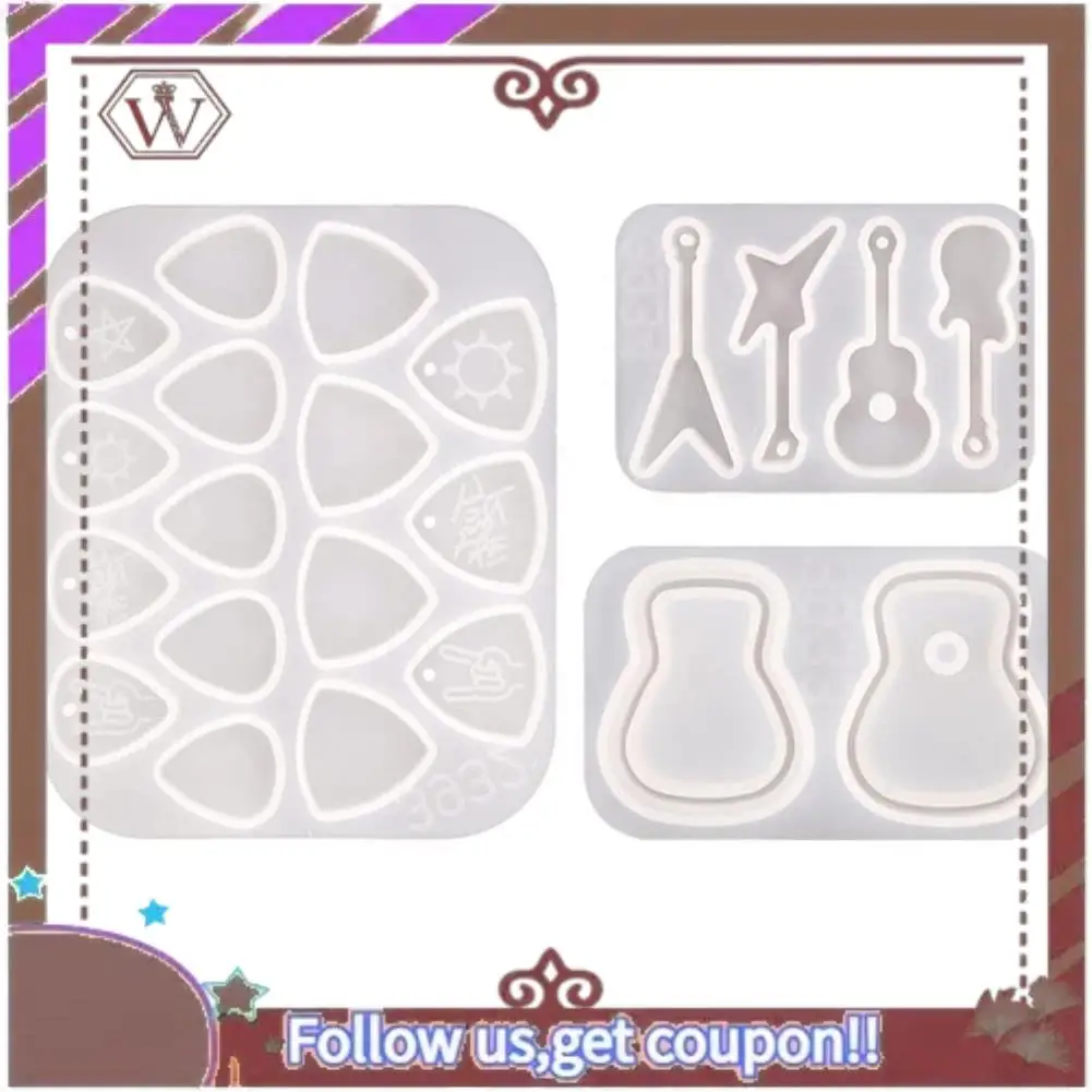 A95D-3Pcs Guitar Pick Resin Molds Guitar Triple-Cornered Plectrum Silicone Molds For Resin Casting Guitar Pick Case Mold