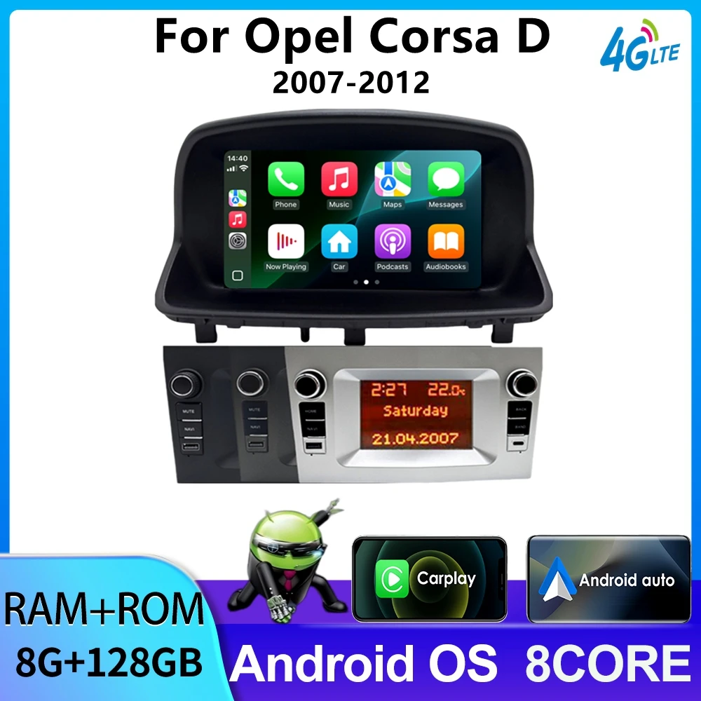 Android OS Car Radio Stereo for Opel Corsa D 2007-2012 WIFI CarPlay AndroidAuto Multimedia Player GPS Navigation WiFi autoradio