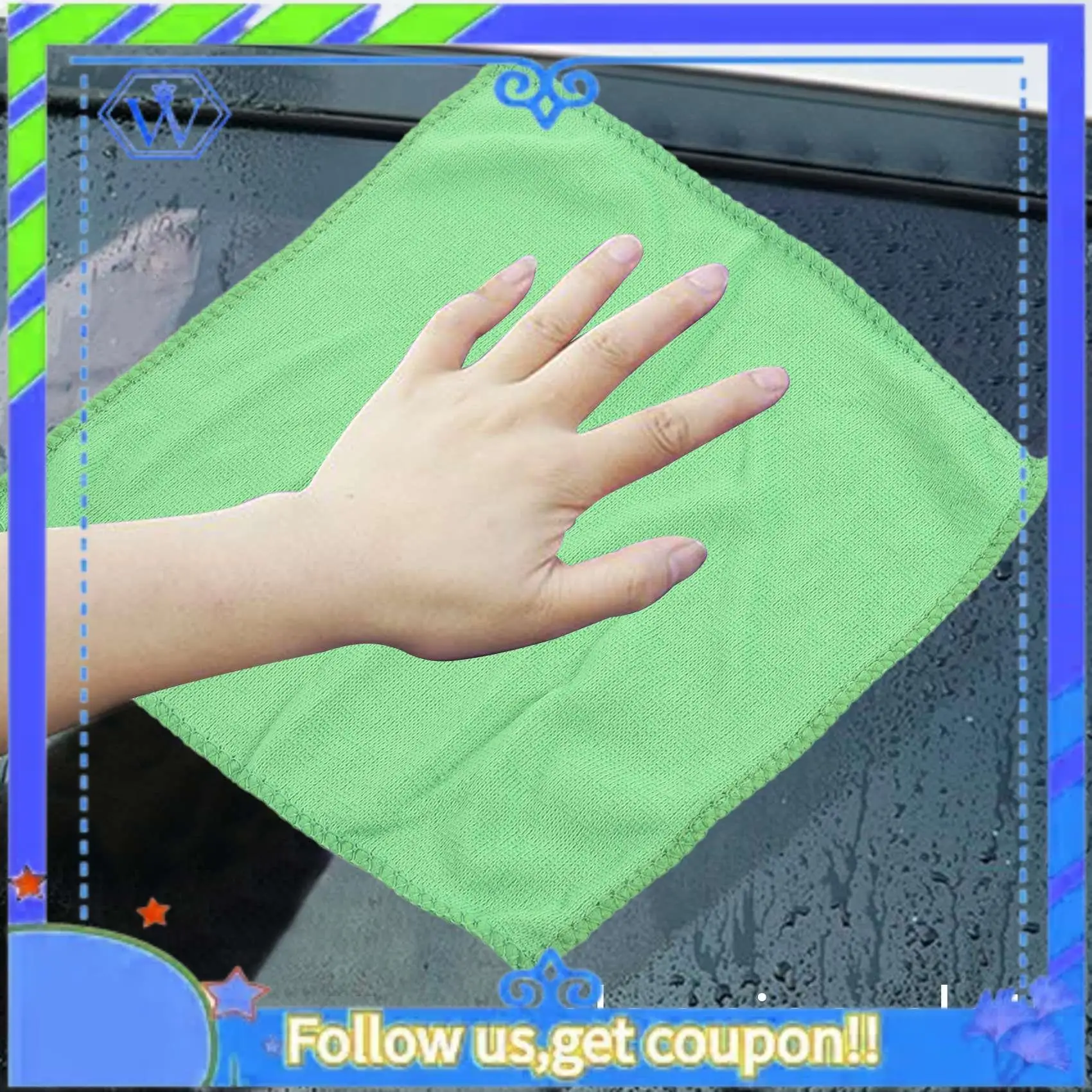 M46K-10Pcs Practical Soft New Car Wash Towel Cleaning Duster Auto Detailing Green Microfiber Green