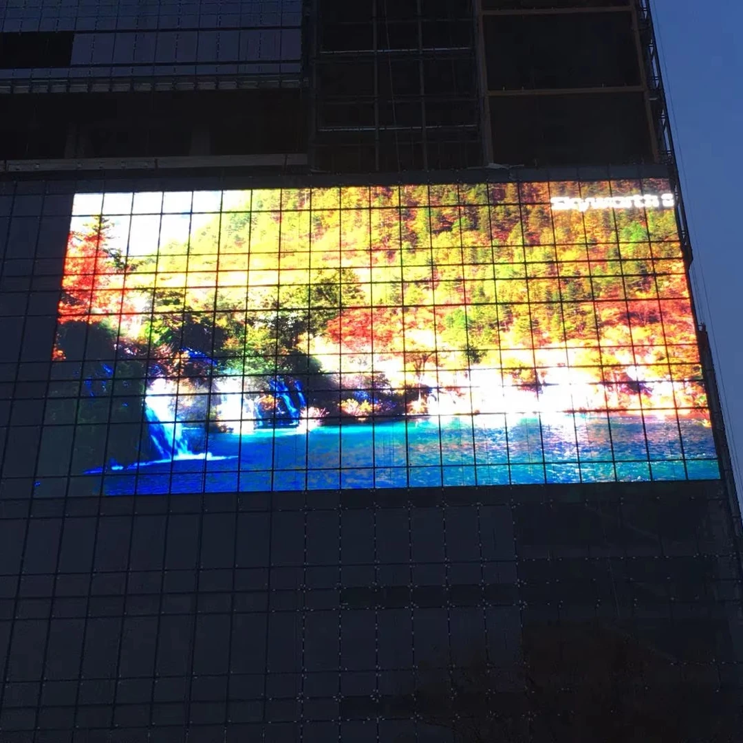 

Outdoor Indoor Transparent Led Curtain Display P3.91 Dual-Use Transparent LED Screen Display For Building Facade Shopping Mall