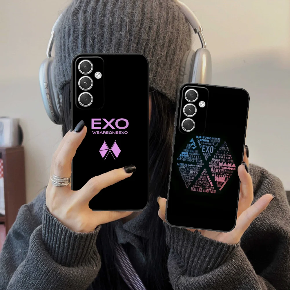 Mobile KPOP EXO Phone Case for Samsung Galaxy S24 S23 S22 S21 S20 S10 S9 Plus FE Ultra Lite Black Smartphone Cover