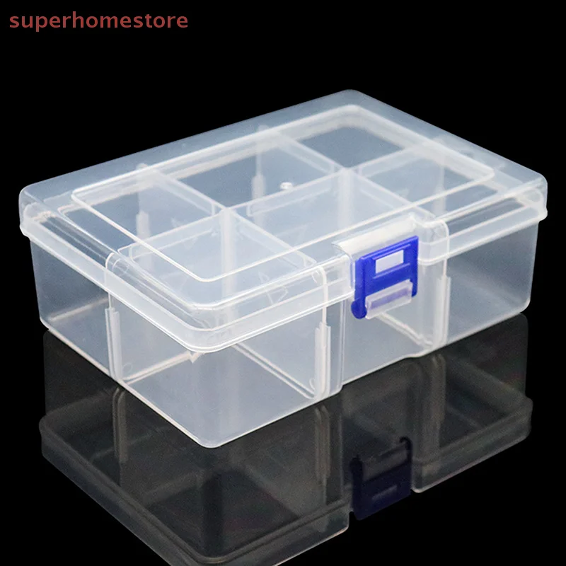 

1PC 6-Grid Plastic Box Removable Storage Box For Tools Jewelry And Fishing Gear Desktop Storage Box
