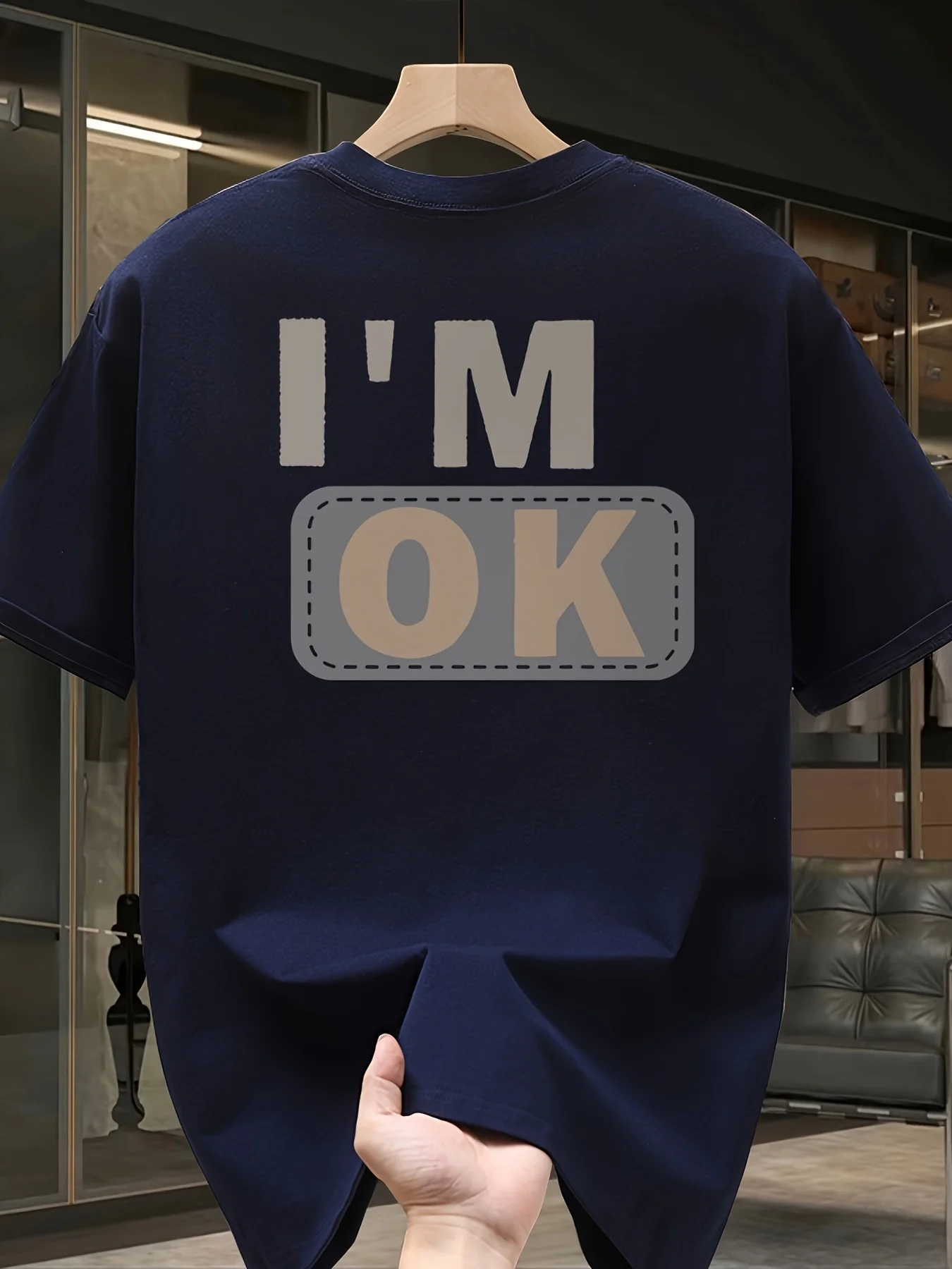 IM OK English Letter Printed T-shirt Street Style Casual Short Sleeved Top Summer Versatile and Cool Top