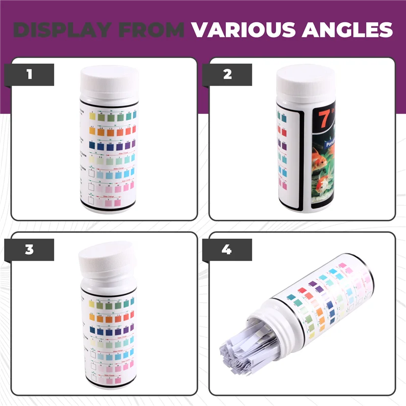 Nuove strisce reattive per piscina-7 in-1 - 100 conteggi - Kit per test accurati dell'acqua per PH, cloro, bromo, durezza, alcalinità