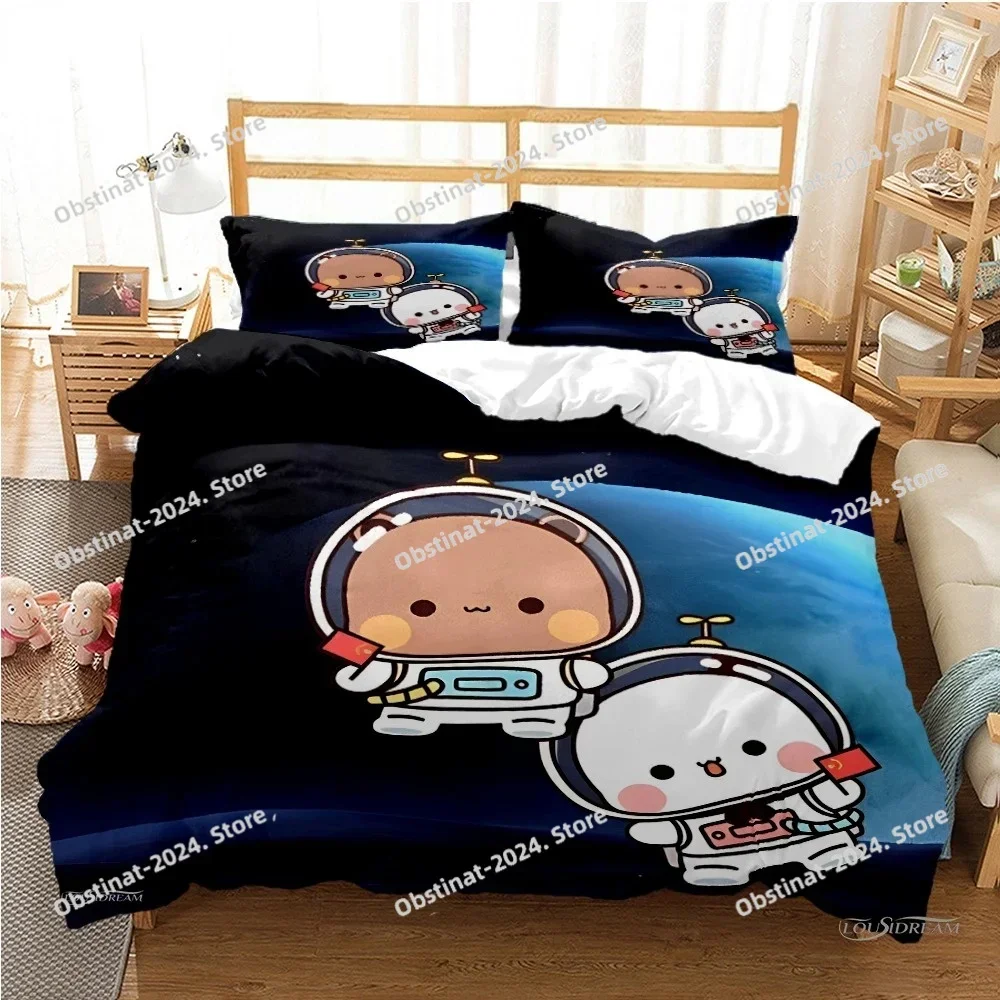 Cute Bubu Dudu Cartoon Bear Panda Bedding Set Duvet Cover Full Queen King Size Pillowcase Bed Printed Bed Set Aldult Kid Bedroom
