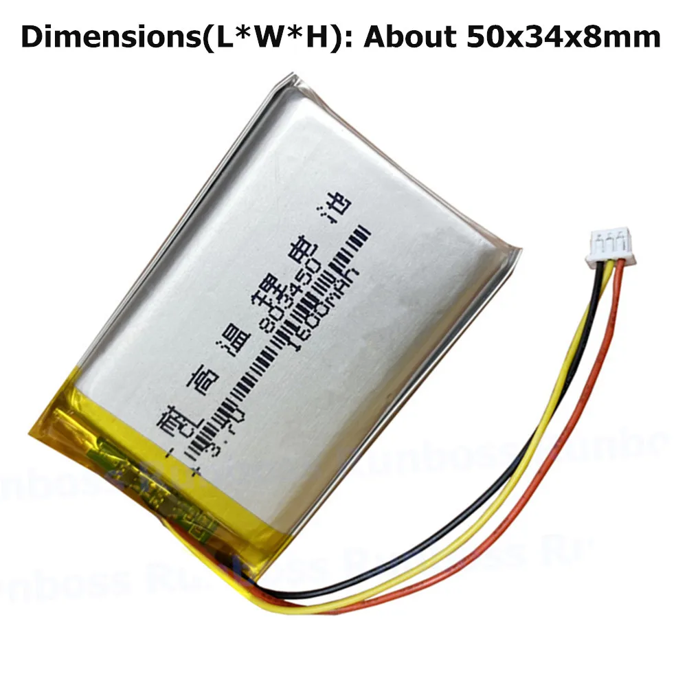 803450 3.7V 1600mAh Li-Polymer Rechargeable Battery with JST 1.25mm 3P connector For Corsair Void Pro MP3 DVD PAD camera GPS