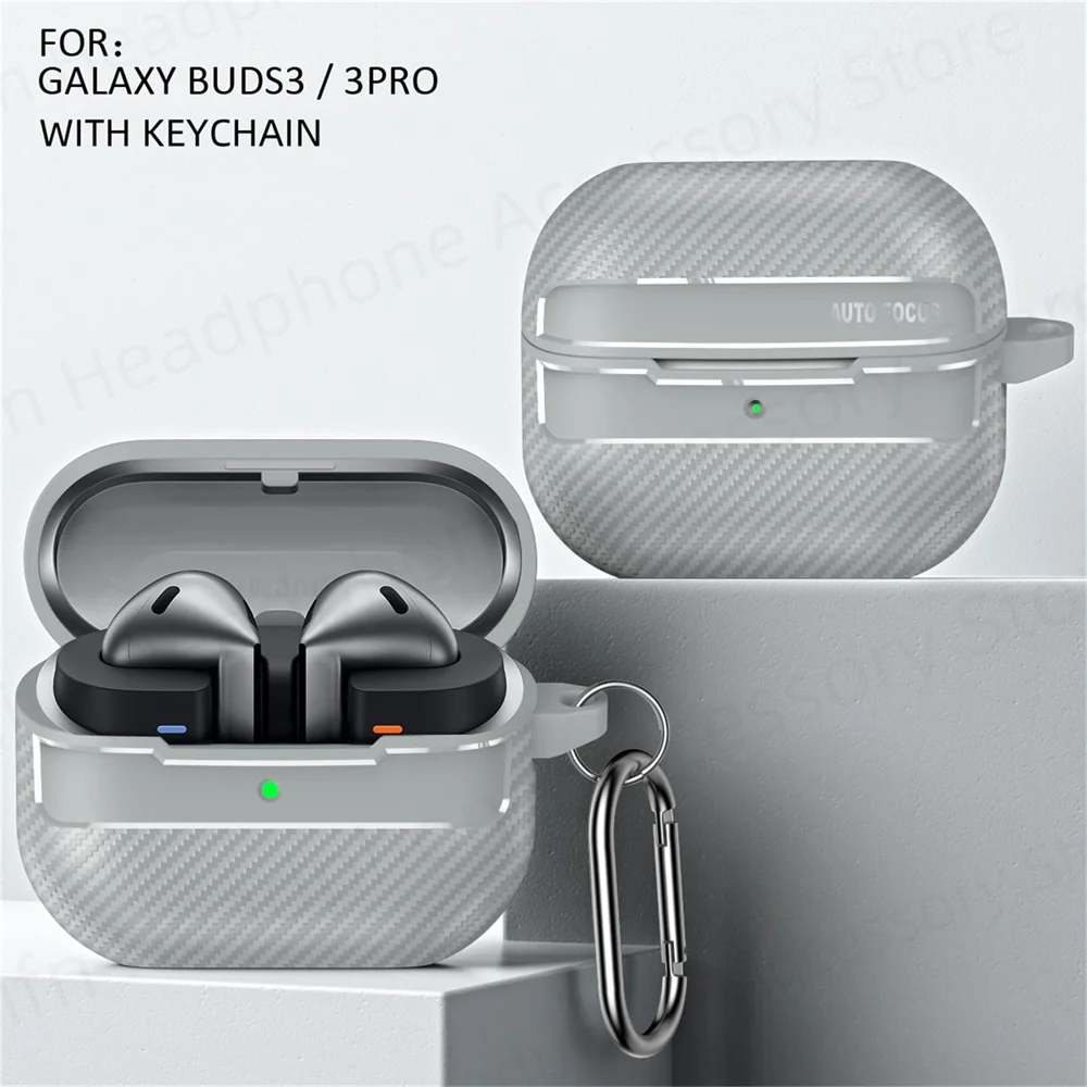 حافظة حماية من ألياف الكربون لسامسونج جالاكسي ، حافظات شحن لاسلكية مقاومة للمسببات مع طقم تنظيف للرجال والنساء ، Buds3 ، Buds3 Pro