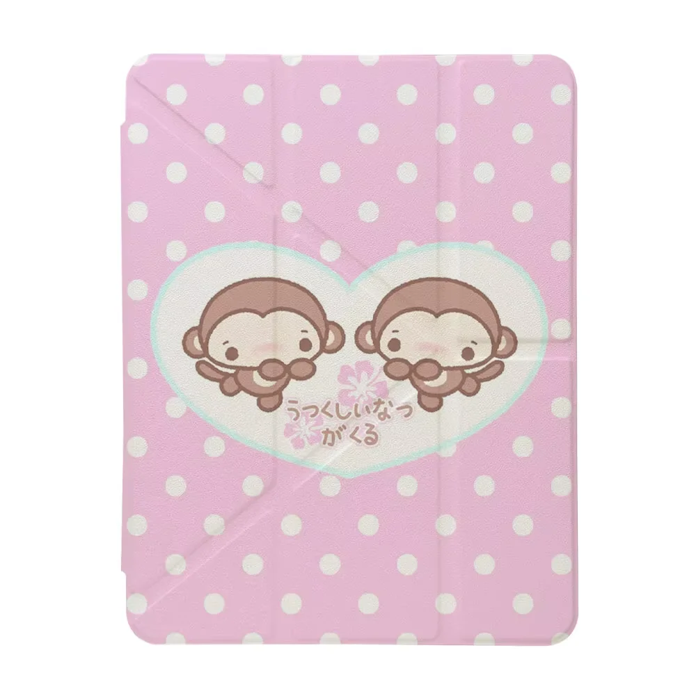 Kawaii Pink Polka Dot Monkey Sweet For iPad Pro Air 13 11 M5 M4 M3 M2 2 1 11th A16 12.9
