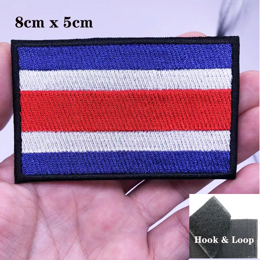 Costa Rica Flag Patches Armband Embroidered Patch Hook & Loop Iron On Embroidery  Badge Military Stripe