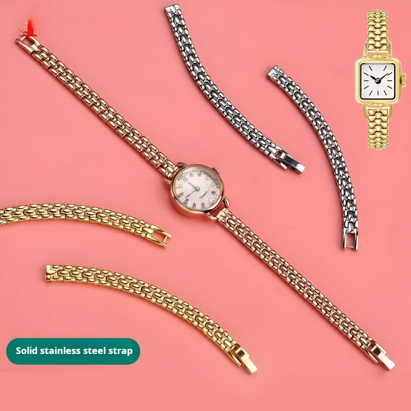 6mm 8mm 10mm 12mm 14mm 16mm Bright Women Small Size strap Universal Stainless Steel fashion Ladies watchband rose gold Bracelet