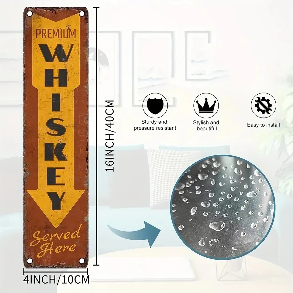 CIFbuy Customizable Vintage Whiskey‑Bar Plaque 4×16 Inch, 2D Flat UV‑Printed Personalized Hanging Ornament Gift for Home Cafe Re