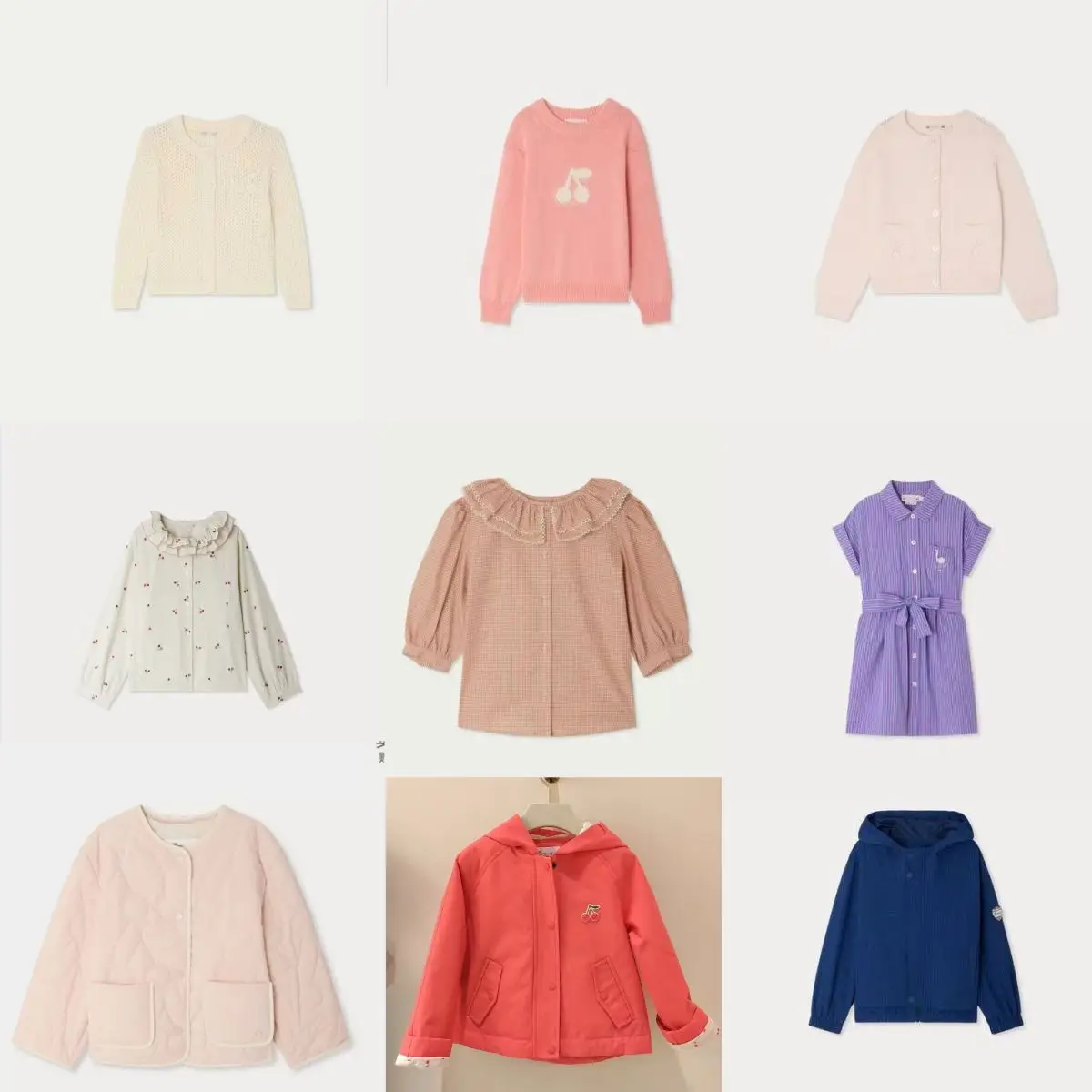 BP Children's Set 2026 Spring Series Cherry Jacket Coat for Girls Kids Boutique Clothes Knitted Cardigan