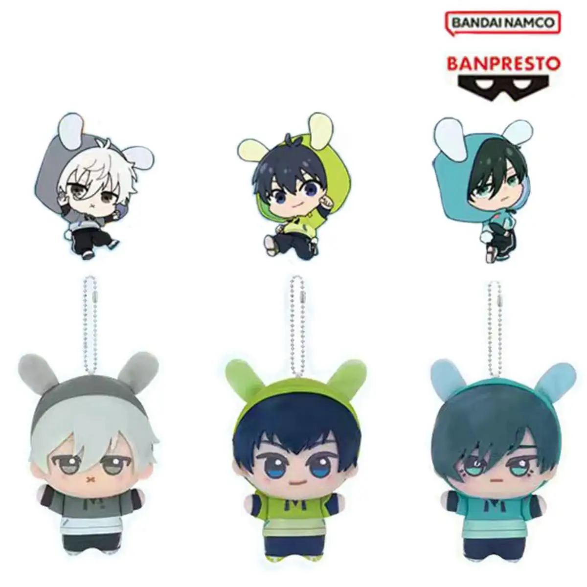 Blue Lock Anime Casual Bunny Costume Series Plush Keychain Cute Yoichi Isagi Kawaii Rin Itoshi Nagi Seishiro Pendant for GIft