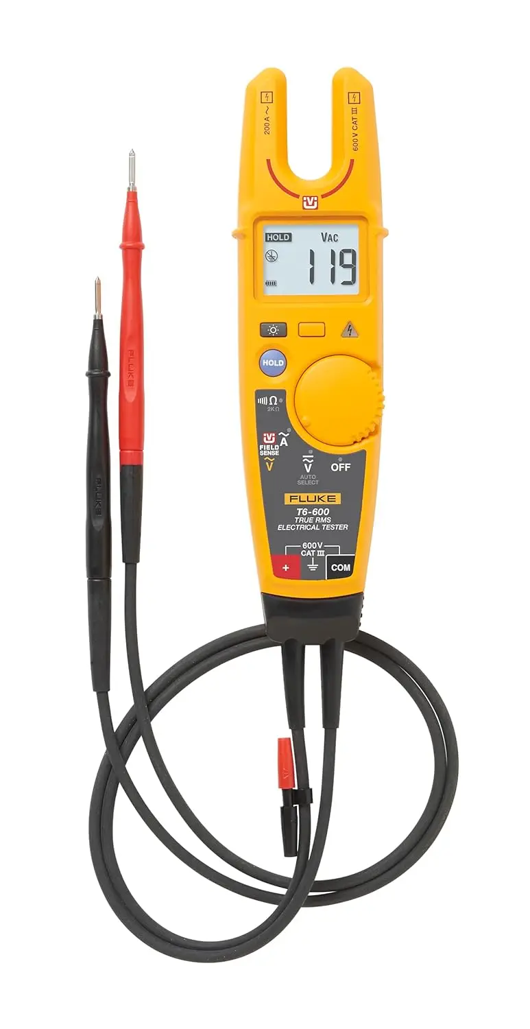 

Professional Electrical Tester with Open Fork Design for Safer Voltage Measurement up to 600V and Current Detection