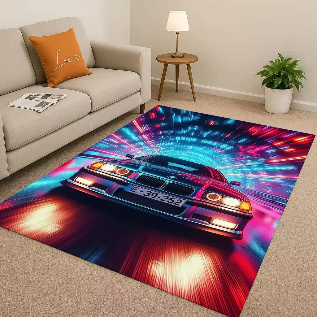 Classic E36 Racing Car Cartoon Art Moto Living Room Non-Slip Area Rug Carpet for Bedroom Playroom Sofa,Home Decor Doormat Gift