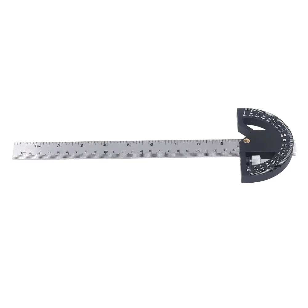 12-Inch Angle Protractor Stainless Steel 0-180 Degrees Angle Finder Ruler Silver Adjustable Protractor Square Construction