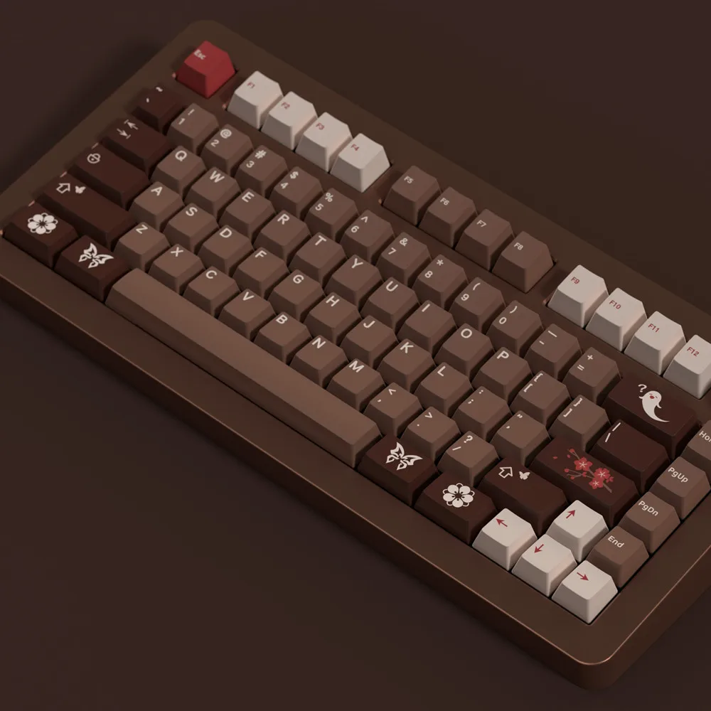 

Mechanical Keyboard Keycaps Walnut Color Design Cherry Profile PBT Material 5 Side DYE Sublimation ISO Enter For MX Switches